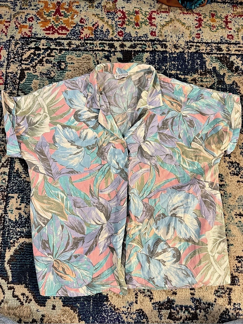 Retro Floral Short Sleeve Button Down